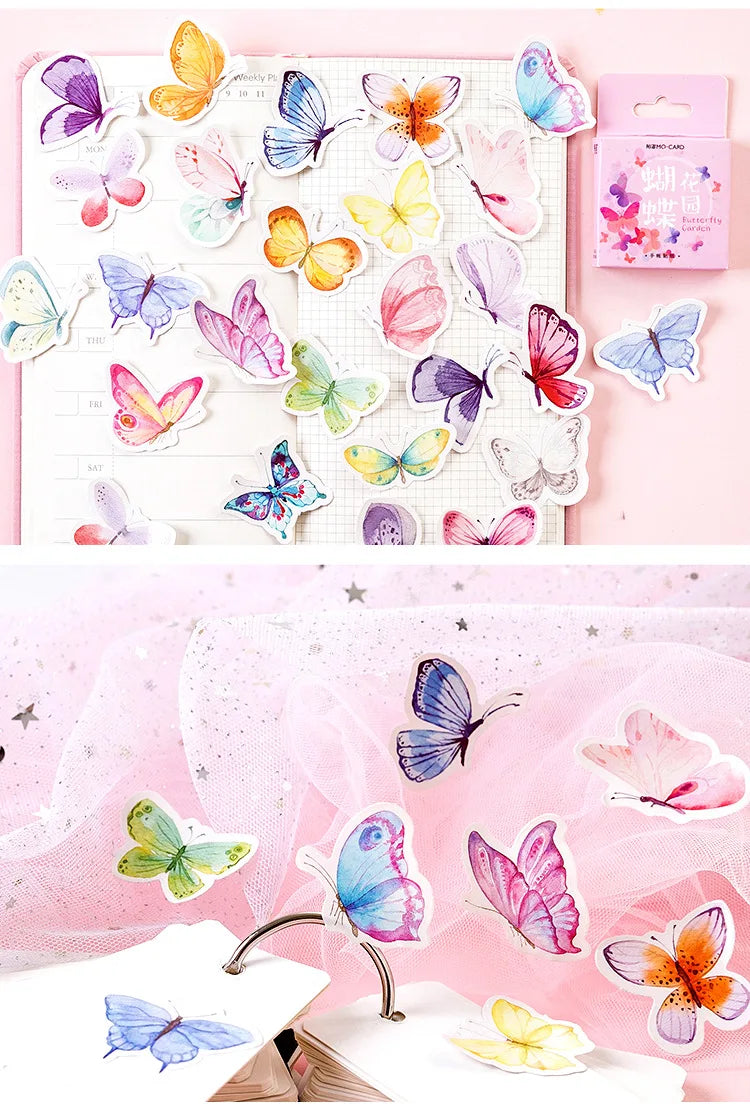 45pcs/box Lovely Butterfly Label Stickers Set Decorative Stationery Craft Stickers Scrapbooking Diy Diary Album Stick Label Viralgem Store