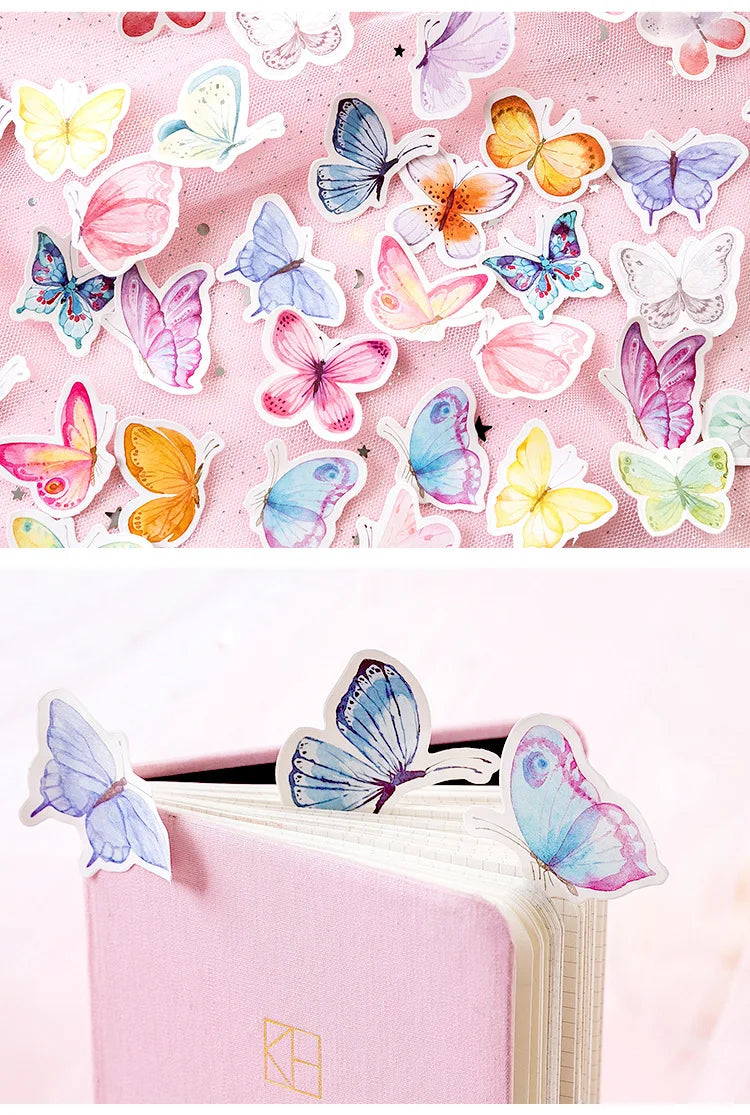 45pcs/box Lovely Butterfly Label Stickers Set Decorative Stationery Craft Stickers Scrapbooking Diy Diary Album Stick Label Viralgem Store