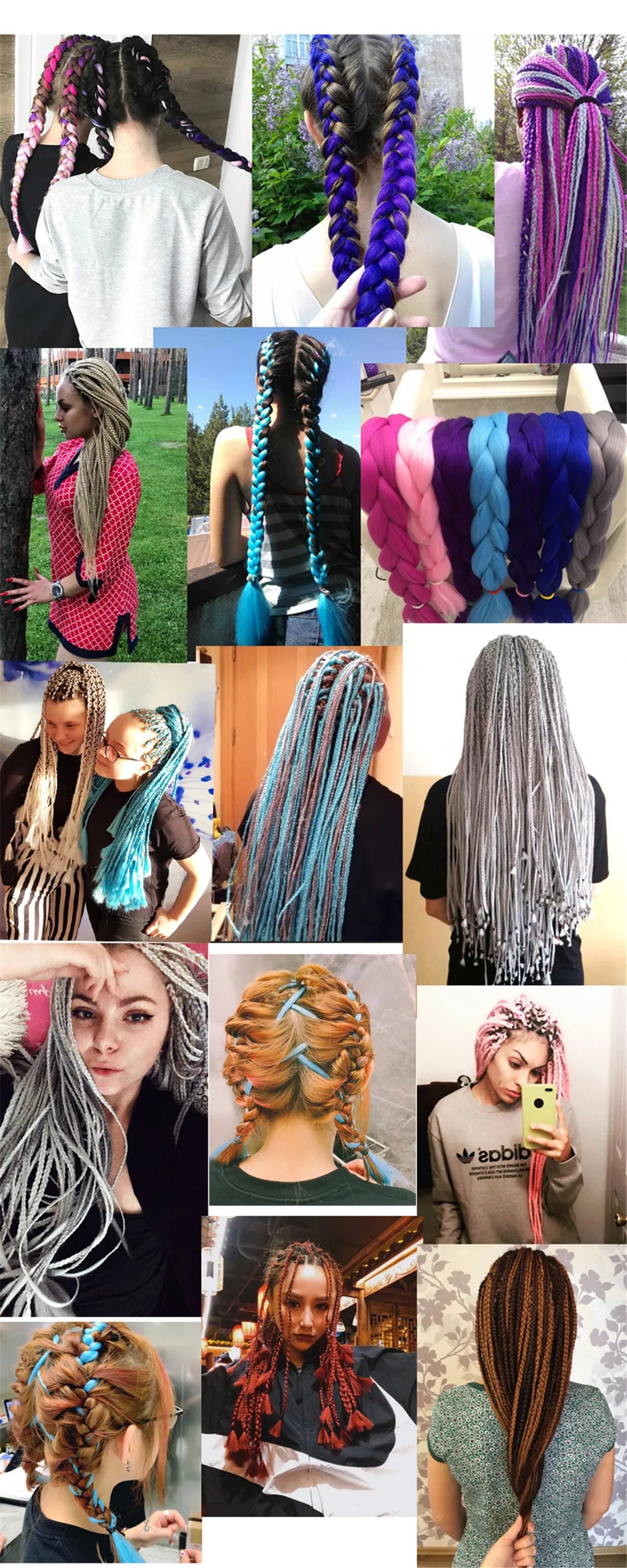 82 Inch Pure Color Jumbo Braiding Hair Extensions Synthetic Braids Ombre Hair For Box Braid Support Wholesale Mirra’s Mirror