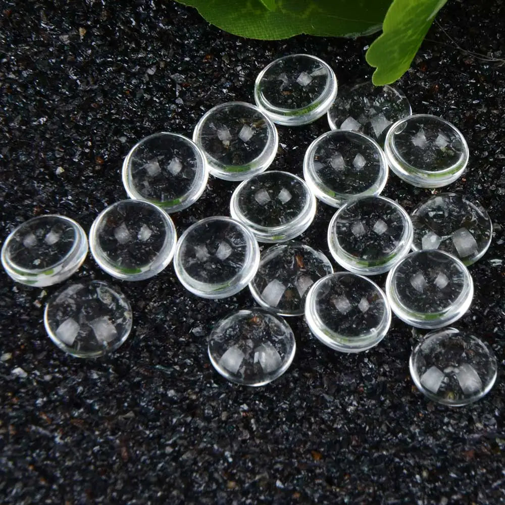 100pcs/lot 10mm Handmade Round Flat Back Transparent Clear Glass Cabochons Supplies For DIY Accessories Jewelry