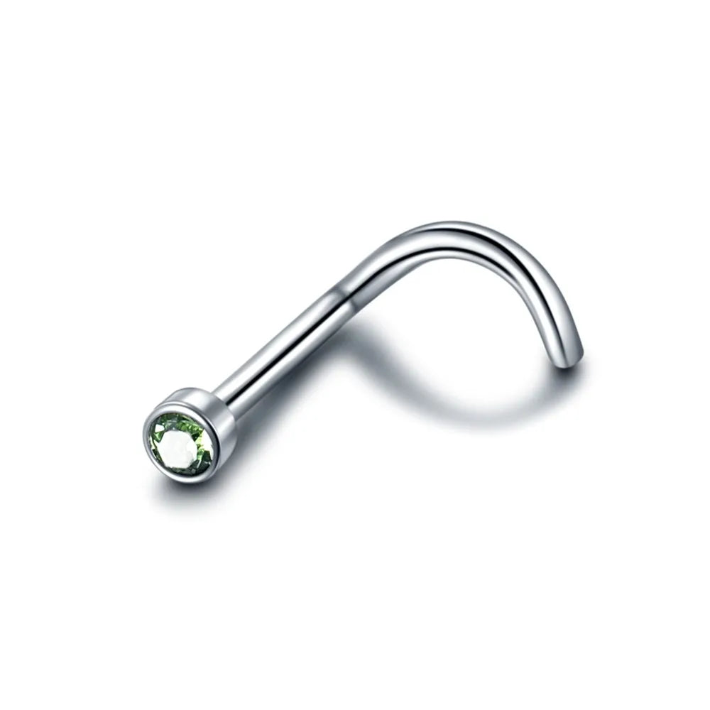 1PC G23 Titanium Crystal Nose Screw Stud Ring Zircon Orelha Helix Piercing Mix Color Nose Ring Prong CZ Nose Jewelry