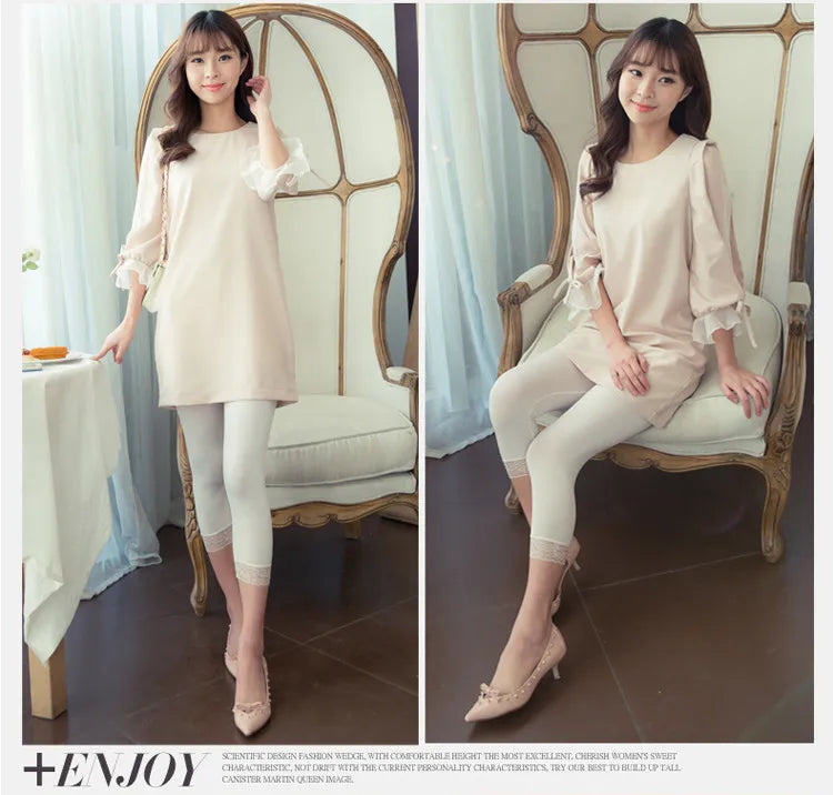 Thin Lace Short Leggings Summer Jeggings Women Pants Bodycon Cropped Capris Skinny Legging Black White Push Up Trousers Elastic