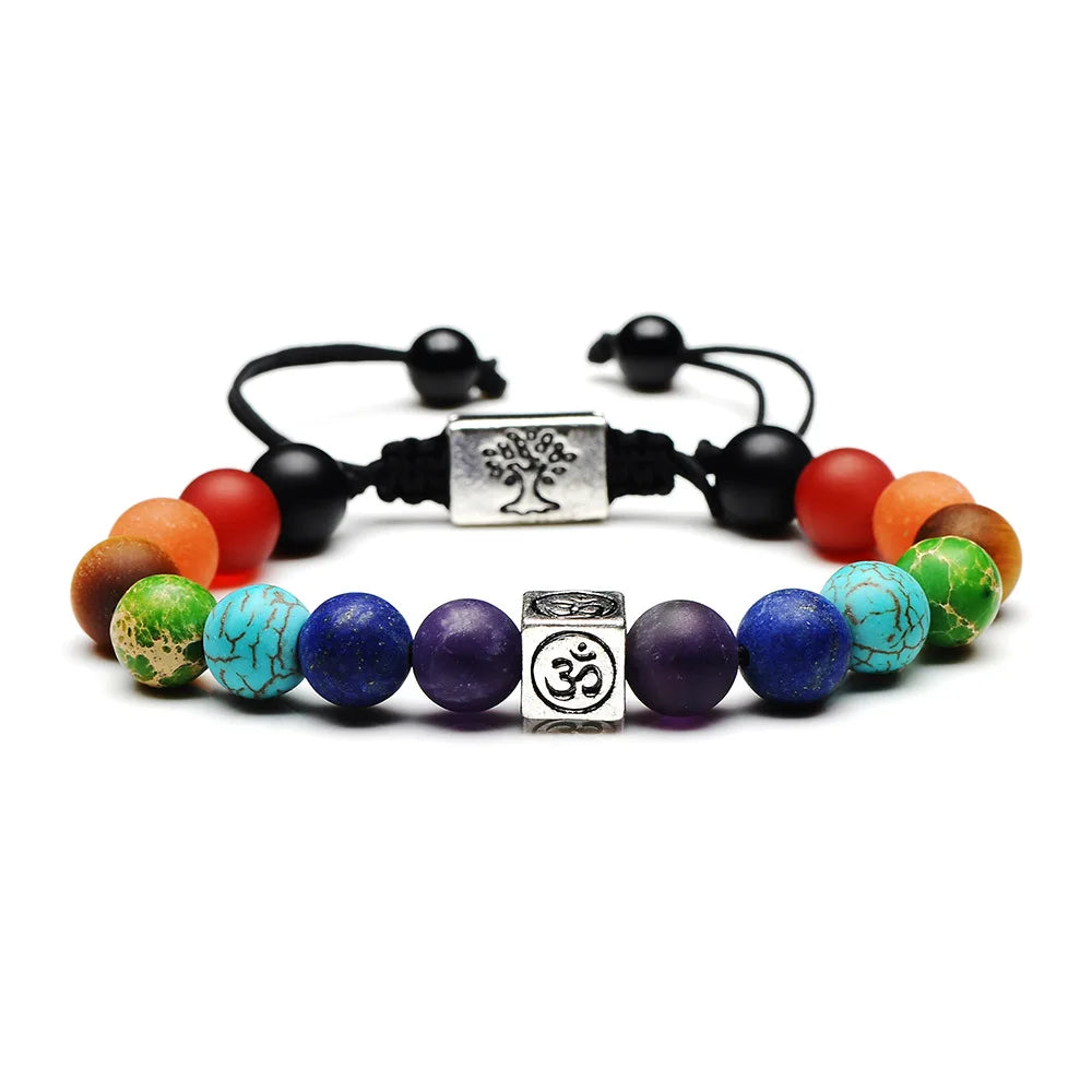 7 Chakra Bracelets Bangles for Women Men Vintage Indian Yoga Chakra Pray Lava Stone Beads Bracelet Healing Jewelry Dropshipping