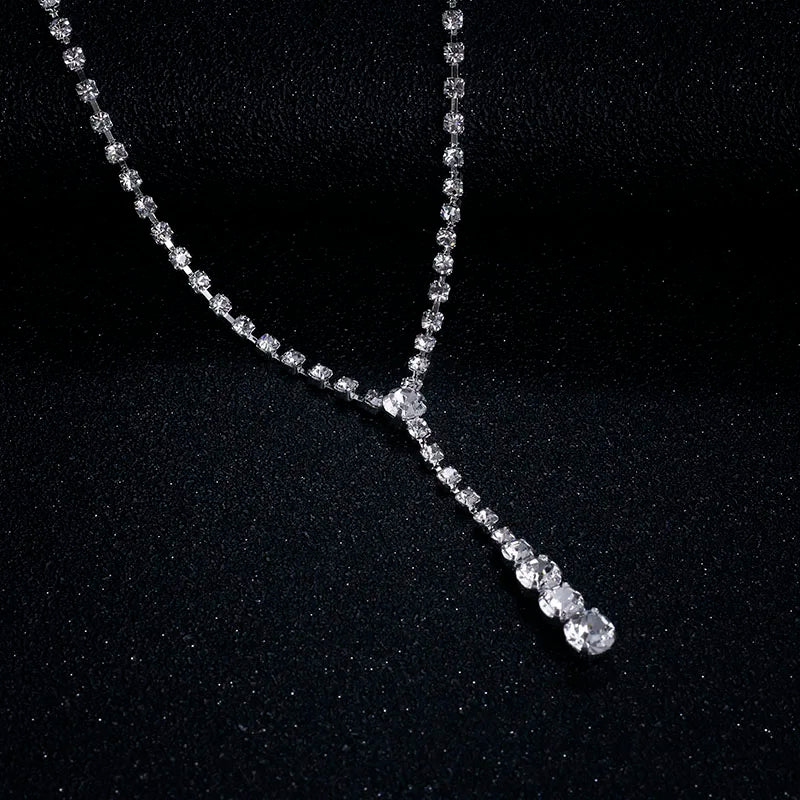 TREAZY Silver Plated Celebrity Style Drop Crystal Necklace Earrings Set Bridal Bridesmaid Wedding Jewelry Sets