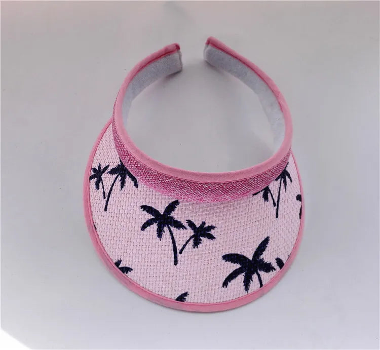 Summer Breathable Straw Sun Hats Topless Empty Sun Visor Cap hat Ladies Adjustable Nature Straw Topless Beach Trip Cap