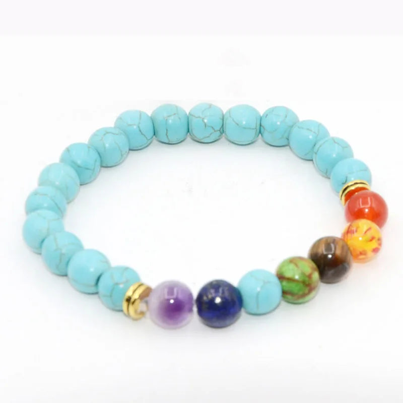 7 Chakra Bracelets Bangles for Women Men Vintage Indian Yoga Chakra Pray Lava Stone Beads Bracelet Healing Jewelry Dropshipping