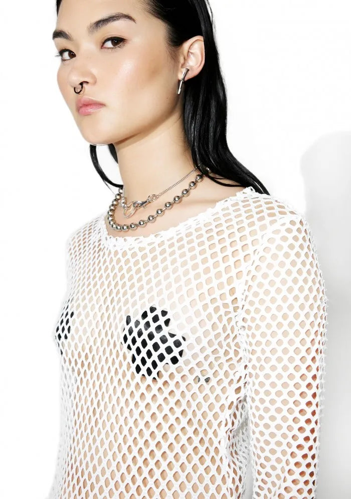 Womens Fishnet Exposed Fishnet T-Shirt Hipsters Vintage Gothic Casual Tops Loose Summer Fashion Sheer Mesh Tops T Shirt