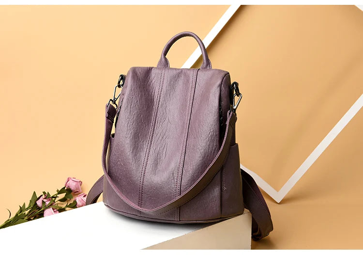 Women's Waterproof Anti Theft Leather Backpack 2024 Girls Shoulder Bags Multifunctional Large Capacity Travel Backpacks Mochilas Viralgem Store