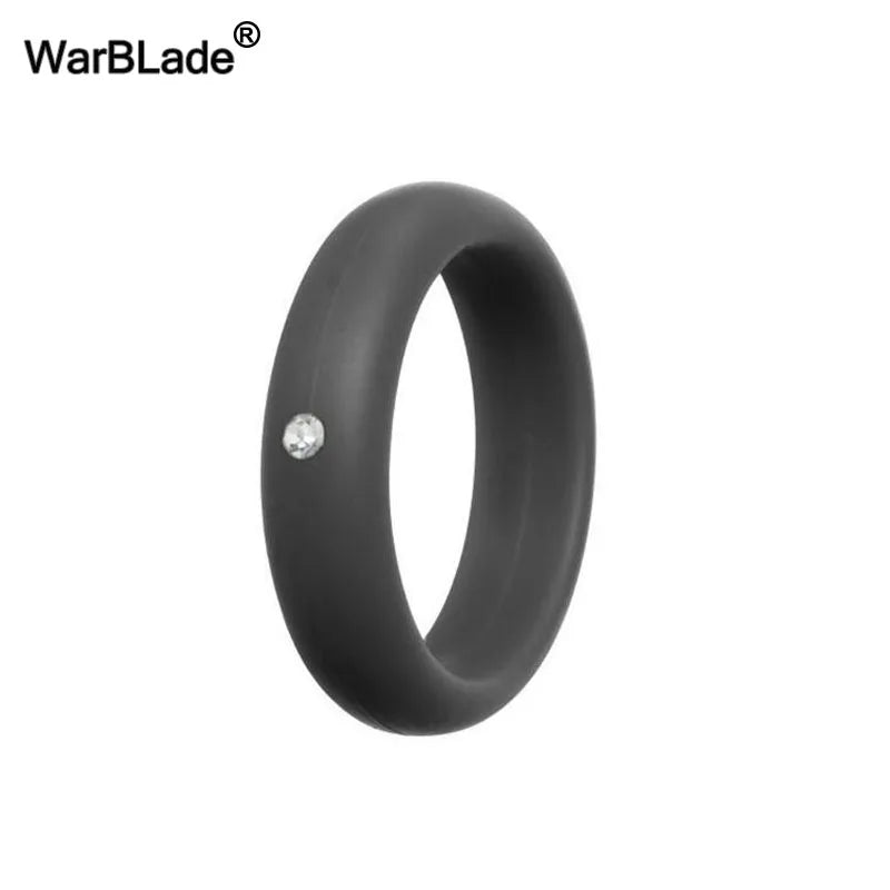 4-9 size Food Grade FDA Silicone Ring Hypoallergenic Crossfit Flexible Rubber Finger Rings With Rhinestone For Women Wedding 5mm