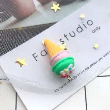 10pcs/set Polymer clay Ice cream Flat back resin food necklace charms very cute keychain pendant necklace for DIY decoration