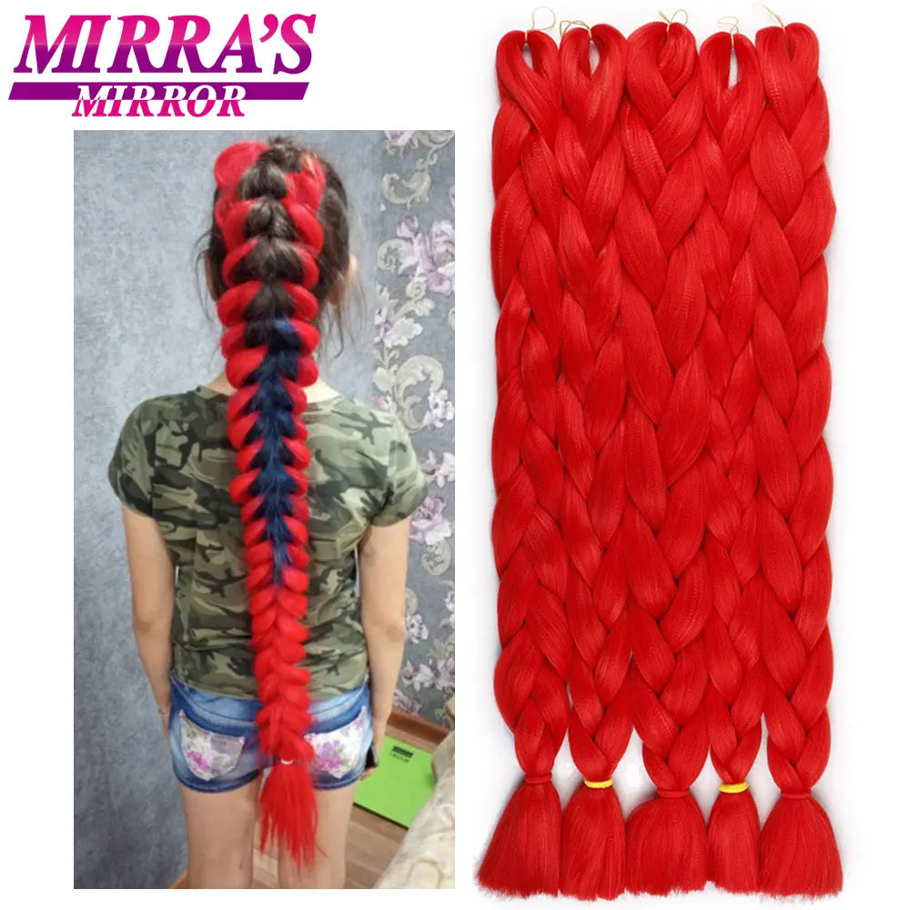 82 Inch Pure Color Jumbo Braiding Hair Extensions Synthetic Braids Ombre Hair For Box Braid Support Wholesale Mirra’s Mirror