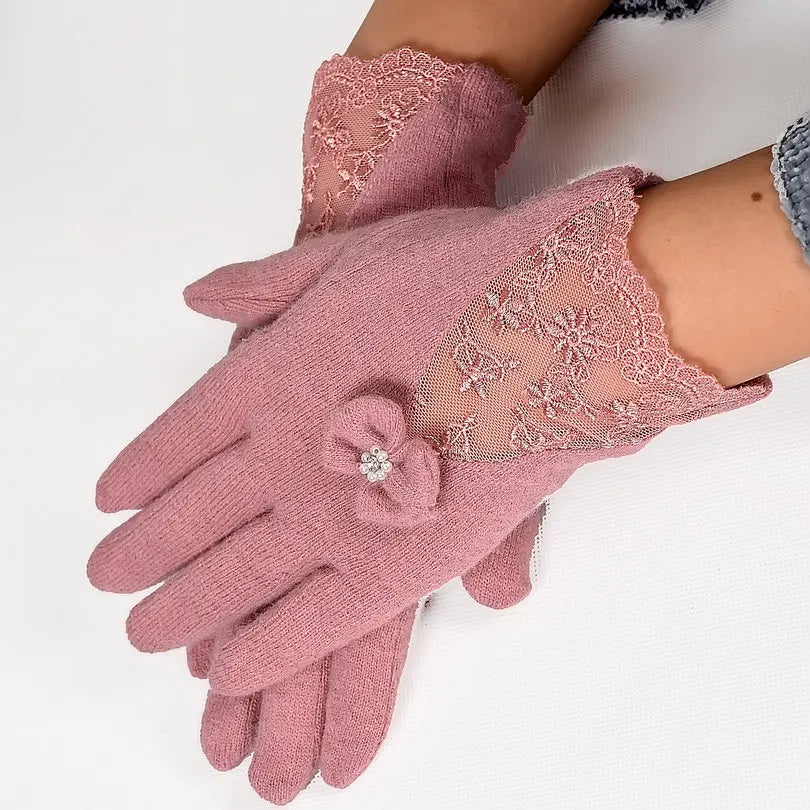 [BYSIFA] Winter Women Wool Gloves New Thick Warm Touch Screen Ladies Gloves Spring Autumn Soft  Elegant Hot Pink Mittens Gloves