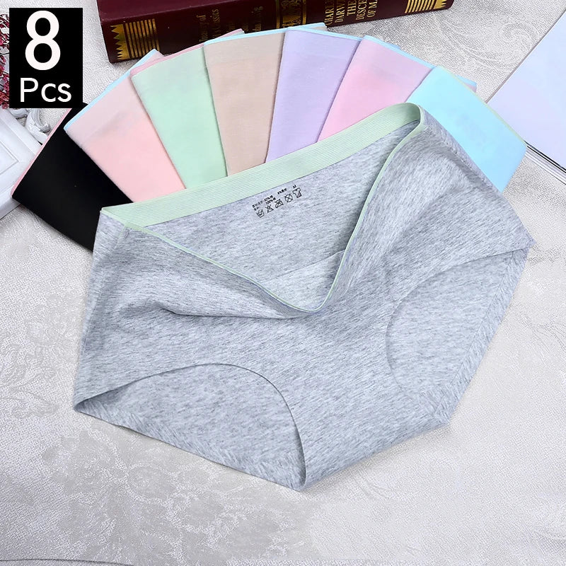 8Pcs Briefs for Women fashion sexy woman panties Solid seamless underpants  cpanties for women cotton underwear girl knickers Viralgem Store