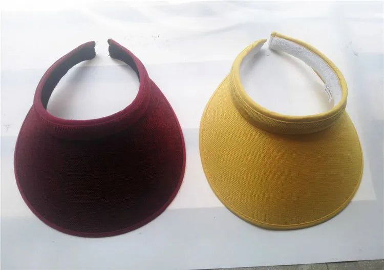 Summer Breathable Straw Sun Hats Topless Empty Sun Visor Cap hat Ladies Adjustable Nature Straw Topless Beach Trip Cap