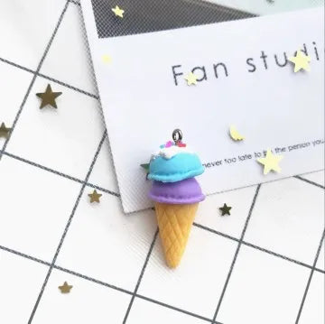 10pcs/set Polymer clay Ice cream Flat back resin food necklace charms very cute keychain pendant necklace for DIY decoration