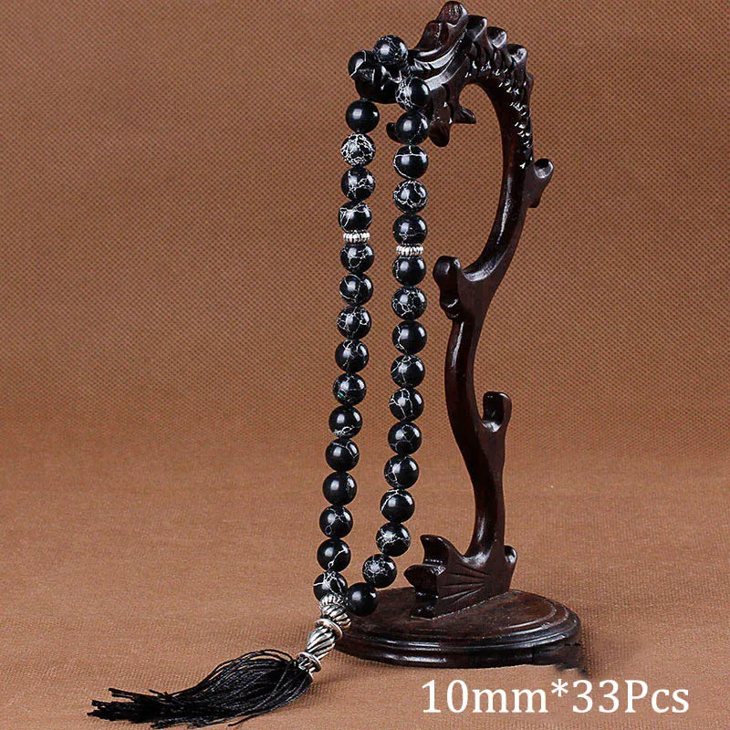 10mm Natural Round Beads Turquoises Tassel Pendant Quartz Stone Bead 33 Prayer Beads Islamic Muslim Tasbih For Women Men Viralgem Store