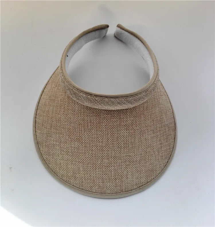 Summer Breathable Straw Sun Hats Topless Empty Sun Visor Cap hat Ladies Adjustable Nature Straw Topless Beach Trip Cap