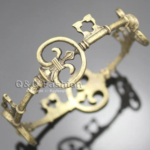Vintage Victorian Skeleton Key Cross Bridal Bracelet Fashion Unisex Bangle Cuff Valentine Anime Halloween Jewelry Party Wedding Viralgem Store