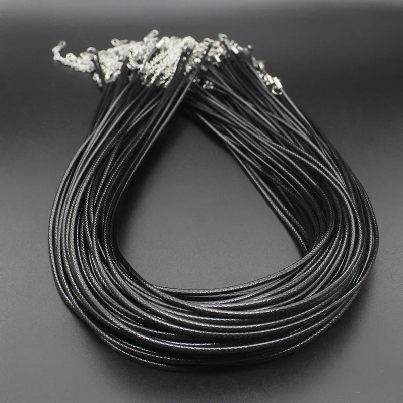 Wholesale 100pc/lot DIY Black Leather Chain Necklace Women Handmade Wax Cord Rope Necklace For DIY Jewelry Making Accessories