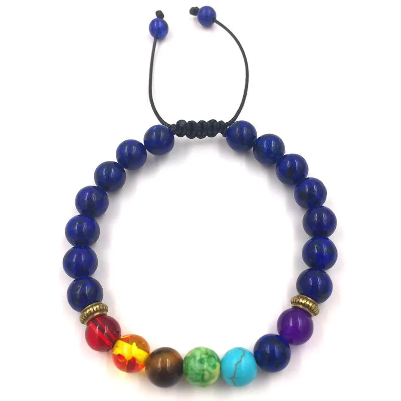 7 Chakra Bracelets Bangles for Women Men Vintage Indian Yoga Chakra Pray Lava Stone Beads Bracelet Healing Jewelry Dropshipping