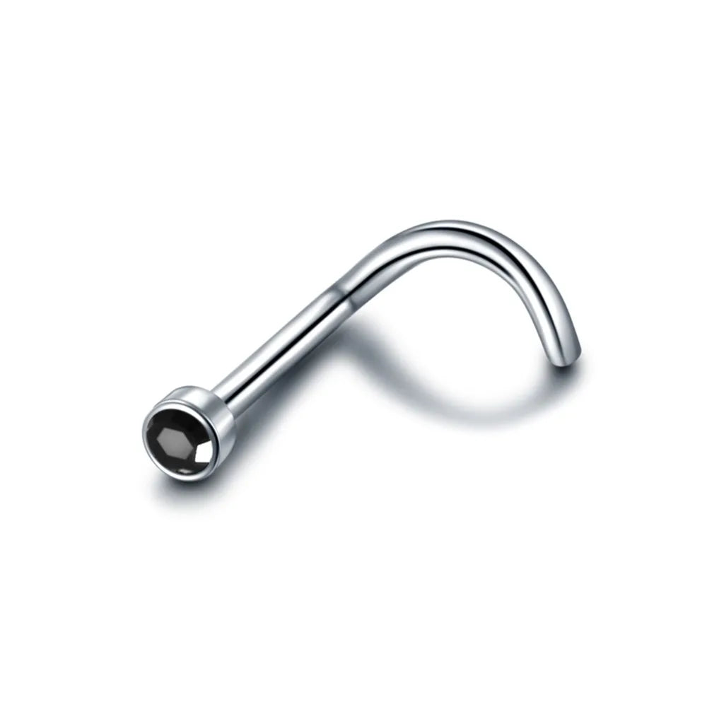 1PC G23 Titanium Crystal Nose Screw Stud Ring Zircon Orelha Helix Piercing Mix Color Nose Ring Prong CZ Nose Jewelry