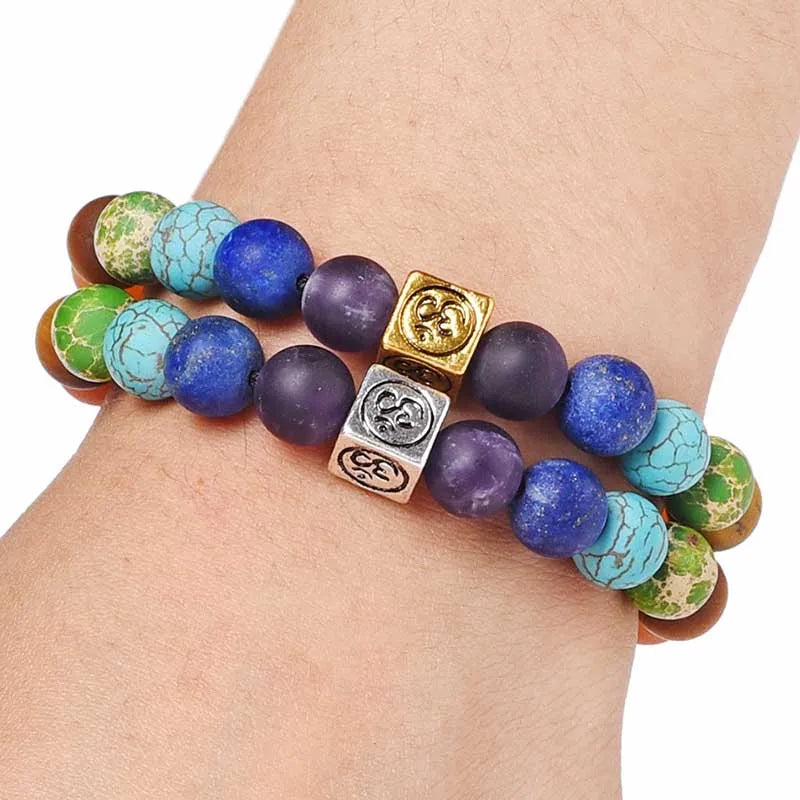 7 Chakra Bracelets Bangles for Women Men Vintage Indian Yoga Chakra Pray Lava Stone Beads Bracelet Healing Jewelry Dropshipping