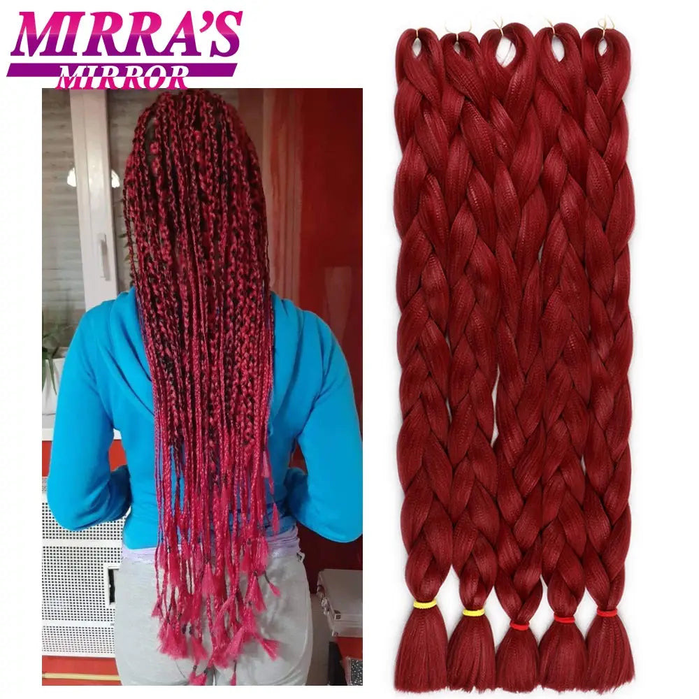 82 Inch Pure Color Jumbo Braiding Hair Extensions Synthetic Braids Ombre Hair For Box Braid Support Wholesale Mirra’s Mirror