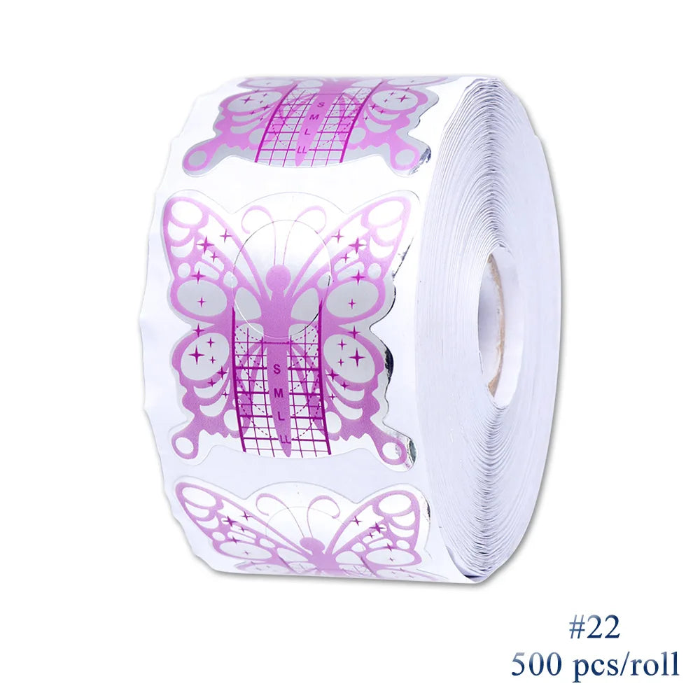 500pcs Nail Extensions Forms Mold Nail Extension Gel Manicure French Design Top Stencil Building Sticker Roll Nail Art LA941-3 Viralgem Store