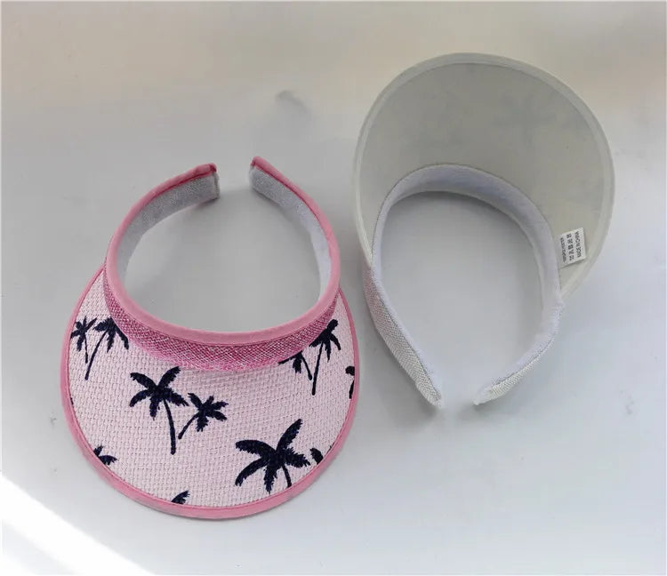 Summer Breathable Straw Sun Hats Topless Empty Sun Visor Cap hat Ladies Adjustable Nature Straw Topless Beach Trip Cap