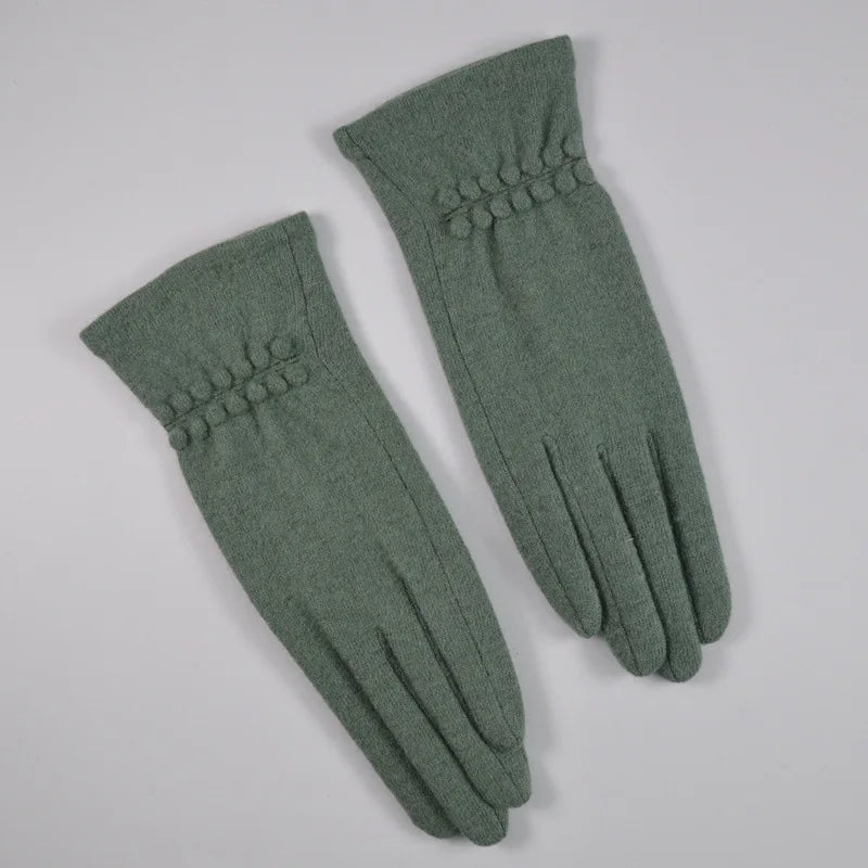 [BYSIFA] Winter Women Wool Gloves New Thick Warm Touch Screen Ladies Gloves Spring Autumn Soft  Elegant Hot Pink Mittens Gloves