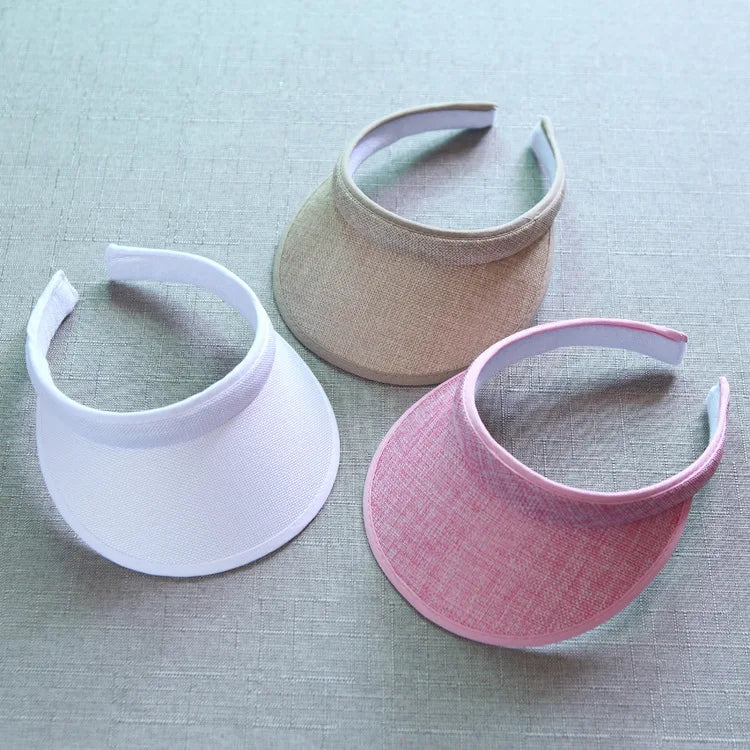 Summer Breathable Straw Sun Hats Topless Empty Sun Visor Cap hat Ladies Adjustable Nature Straw Topless Beach Trip Cap