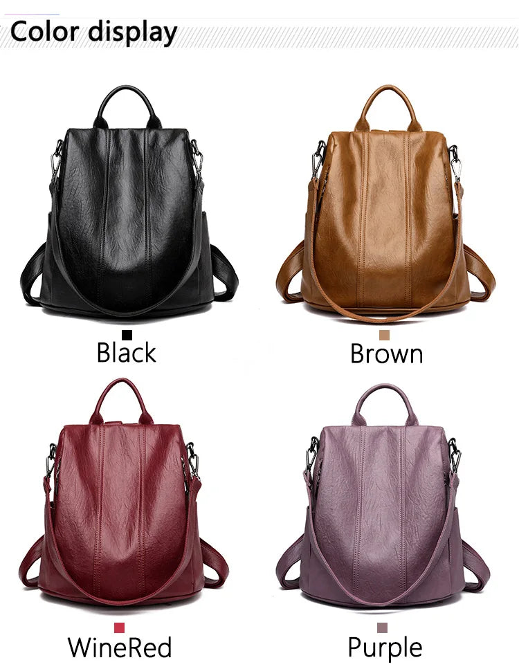 Women's Waterproof Anti Theft Leather Backpack 2024 Girls Shoulder Bags Multifunctional Large Capacity Travel Backpacks Mochilas Viralgem Store