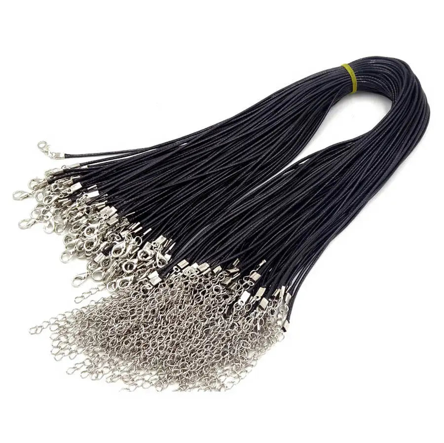 Wholesale 100pc/lot DIY Black Leather Chain Necklace Women Handmade Wax Cord Rope Necklace For DIY Jewelry Making Accessories