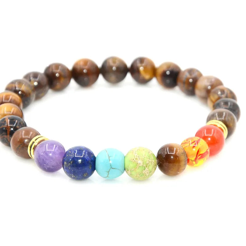 7 Chakra Bracelets Bangles for Women Men Vintage Indian Yoga Chakra Pray Lava Stone Beads Bracelet Healing Jewelry Dropshipping