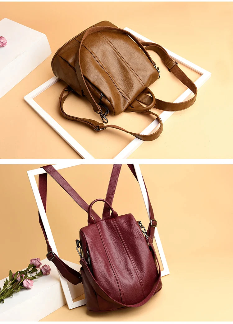 Women's Waterproof Anti Theft Leather Backpack 2024 Girls Shoulder Bags Multifunctional Large Capacity Travel Backpacks Mochilas Viralgem Store