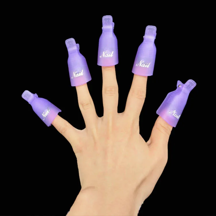 10Pcs/Box UV Gel Polish Remover Clips Colorful Acrylic Nail Art Soak Off Cap Clips DIY Nails Cleaning Manicure Finger Wrap Tools