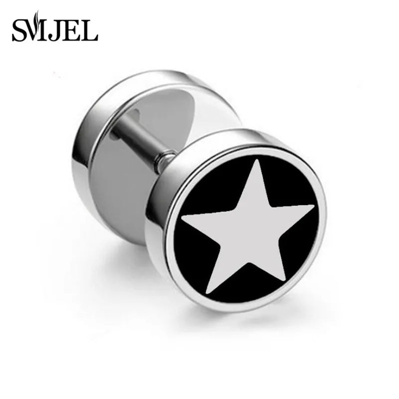 1Pc Punk Black Multiple Styles Stainless Steel Stud Earrings For Men Women Gothic Hip Hop Ear Jewelry Skull Star Studs 2024 Viralgem Store