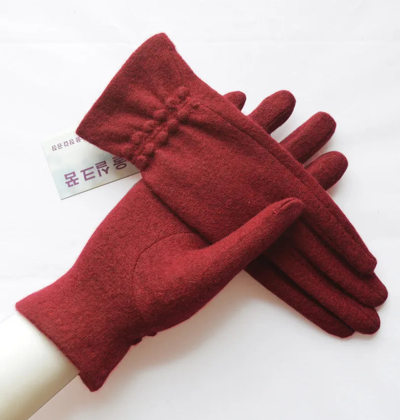 [BYSIFA] Winter Women Wool Gloves New Thick Warm Touch Screen Ladies Gloves Spring Autumn Soft  Elegant Hot Pink Mittens Gloves