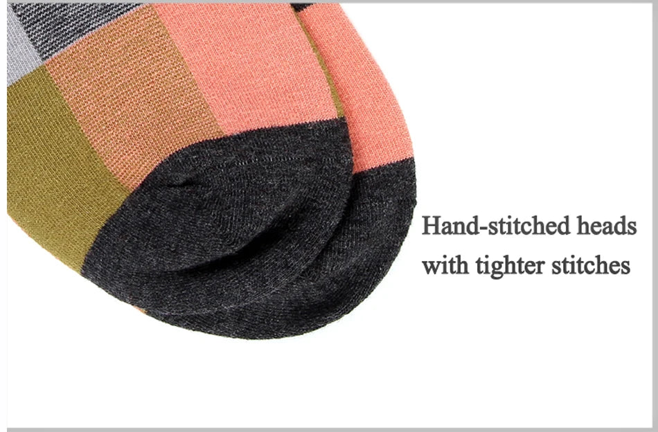 5 Pairs/Lot Combed Cotton Men's Socks Compression Socks Fashion Colorful Square Happy Dress Socks Men Size 39-45 Viralgem Store