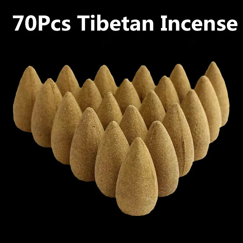 70Pcs Tibetan Incense Bullet Head Backflow Incense Cones Regulating Emotion Use In The Home Office Teahouse Tower Incense