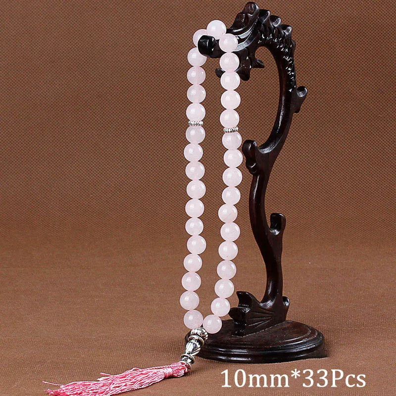 10mm Natural Round Beads Turquoises Tassel Pendant Quartz Stone Bead 33 Prayer Beads Islamic Muslim Tasbih For Women Men Viralgem Store