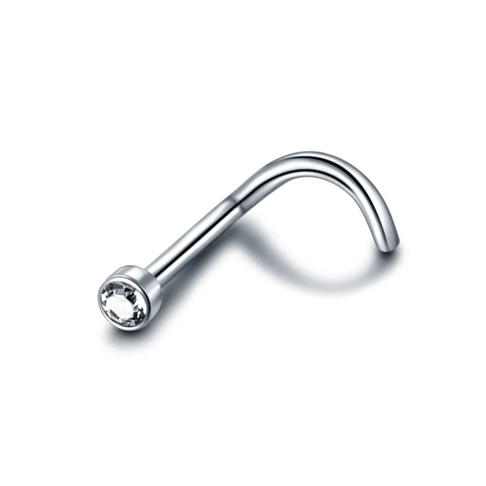 1PC G23 Titanium Crystal Nose Screw Stud Ring Zircon Orelha Helix Piercing Mix Color Nose Ring Prong CZ Nose Jewelry