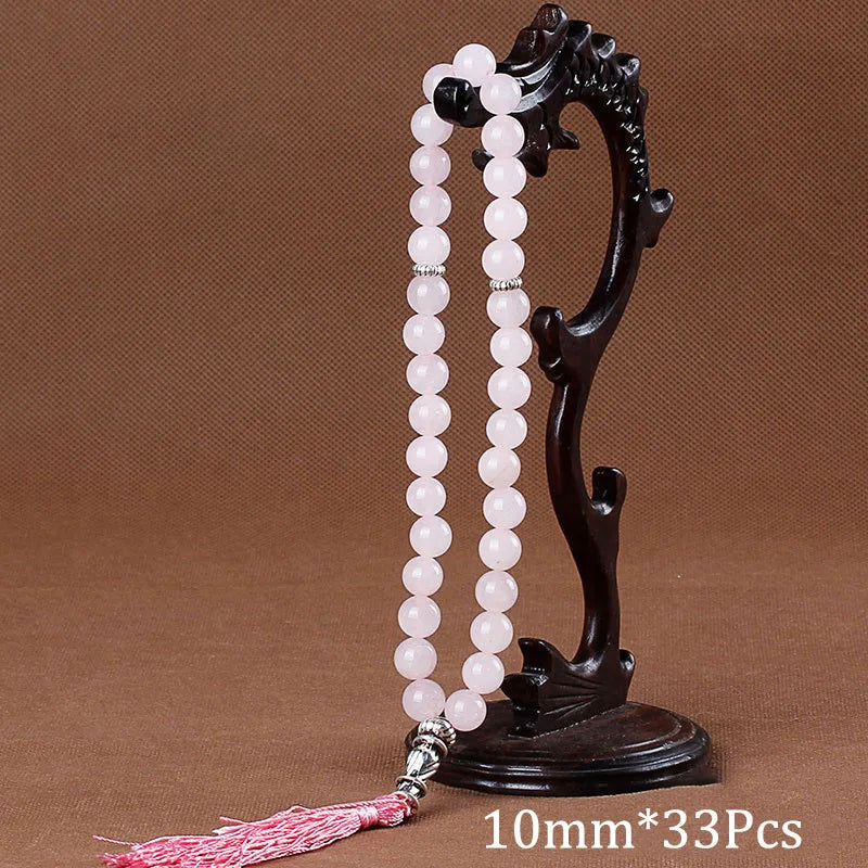 10mm Natural Round Beads Turquoises Tassel Pendant Quartz Stone Bead 33 Prayer Beads Islamic Muslim Tasbih For Women Men Viralgem Store