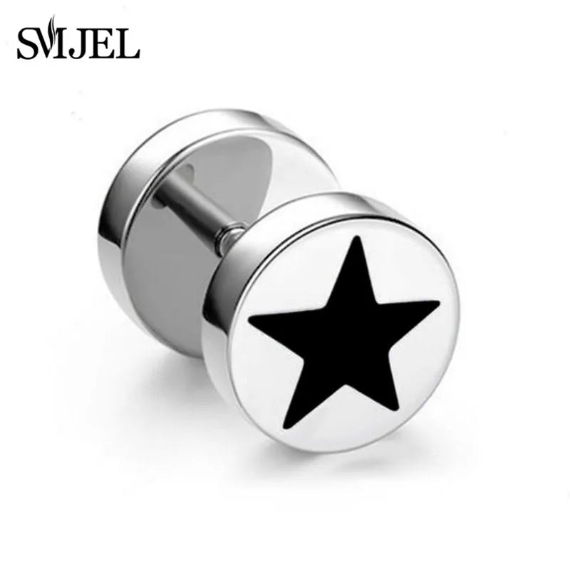 1Pc Punk Black Multiple Styles Stainless Steel Stud Earrings For Men Women Gothic Hip Hop Ear Jewelry Skull Star Studs 2024 Viralgem Store