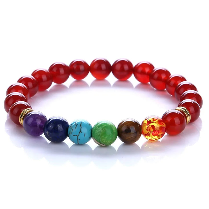7 Chakra Bracelets Bangles for Women Men Vintage Indian Yoga Chakra Pray Lava Stone Beads Bracelet Healing Jewelry Dropshipping