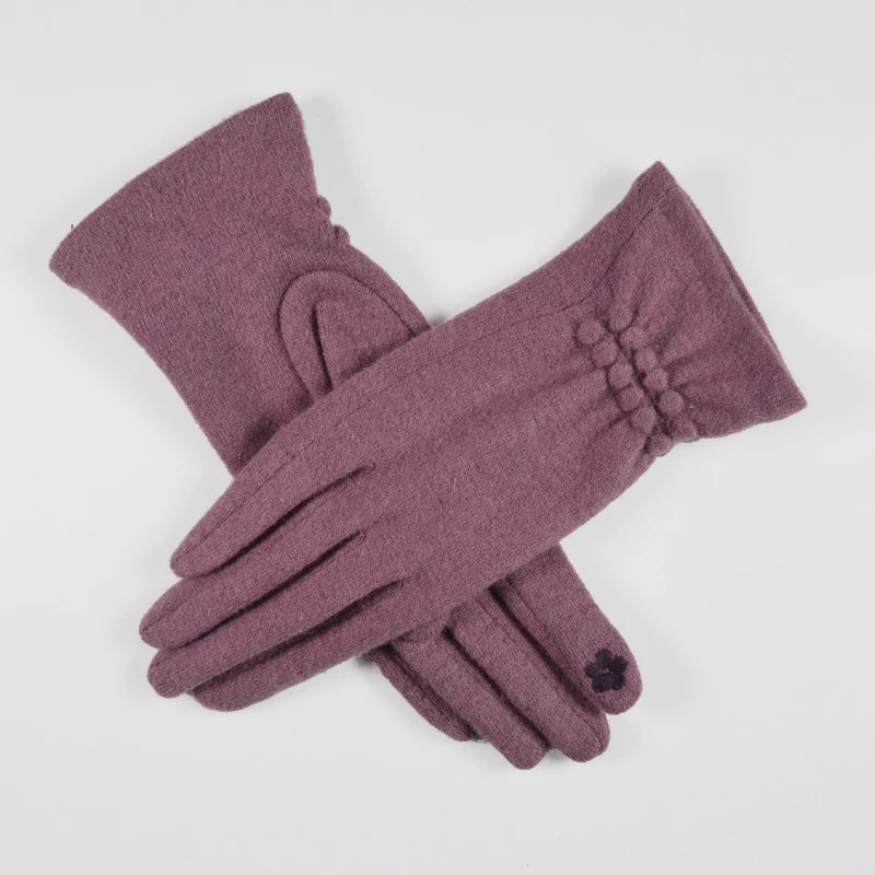 [BYSIFA] Winter Women Wool Gloves New Thick Warm Touch Screen Ladies Gloves Spring Autumn Soft  Elegant Hot Pink Mittens Gloves