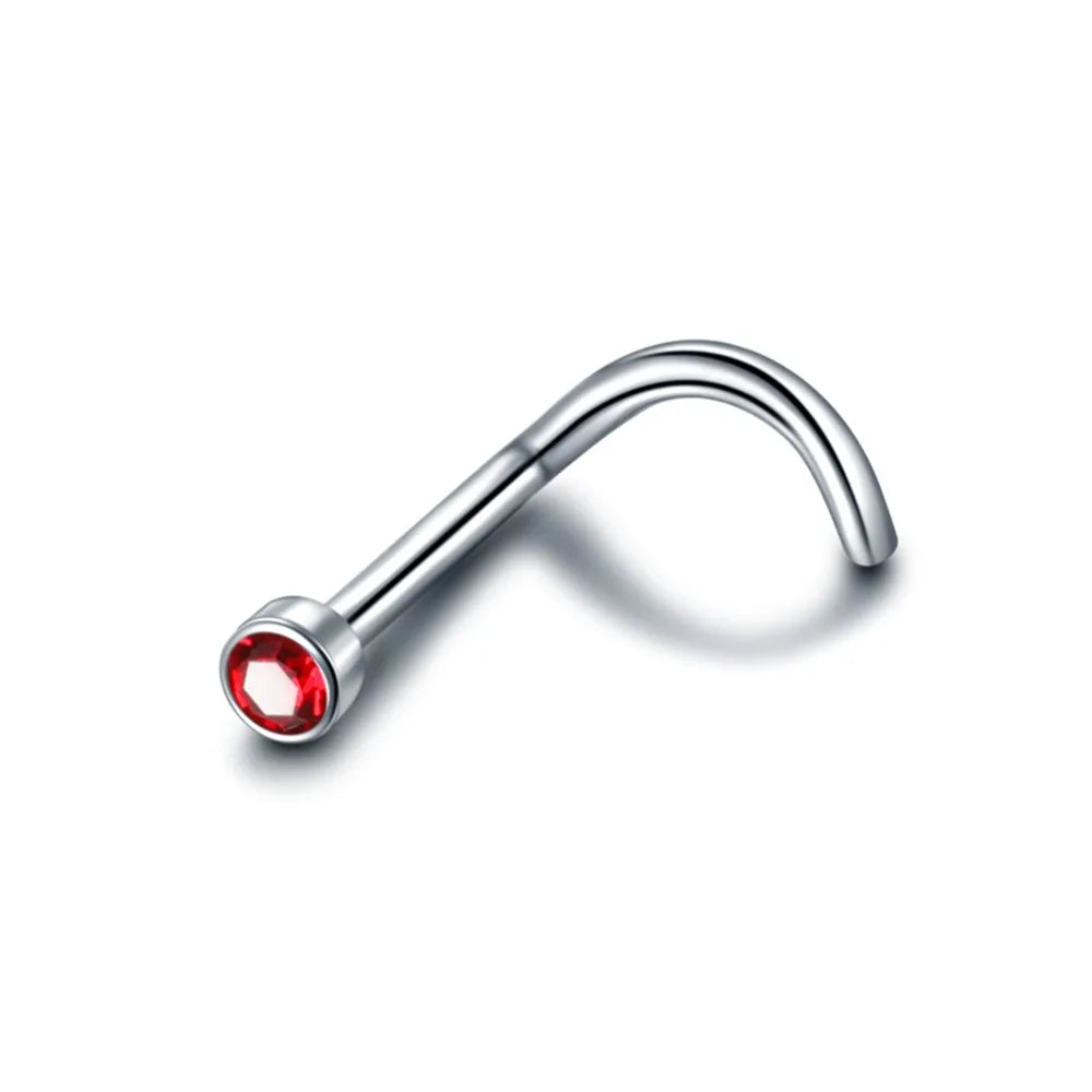 1PC G23 Titanium Crystal Nose Screw Stud Ring Zircon Orelha Helix Piercing Mix Color Nose Ring Prong CZ Nose Jewelry