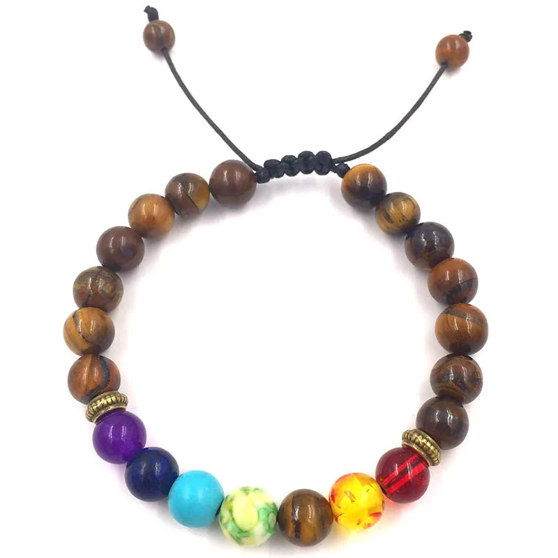 7 Chakra Bracelets Bangles for Women Men Vintage Indian Yoga Chakra Pray Lava Stone Beads Bracelet Healing Jewelry Dropshipping