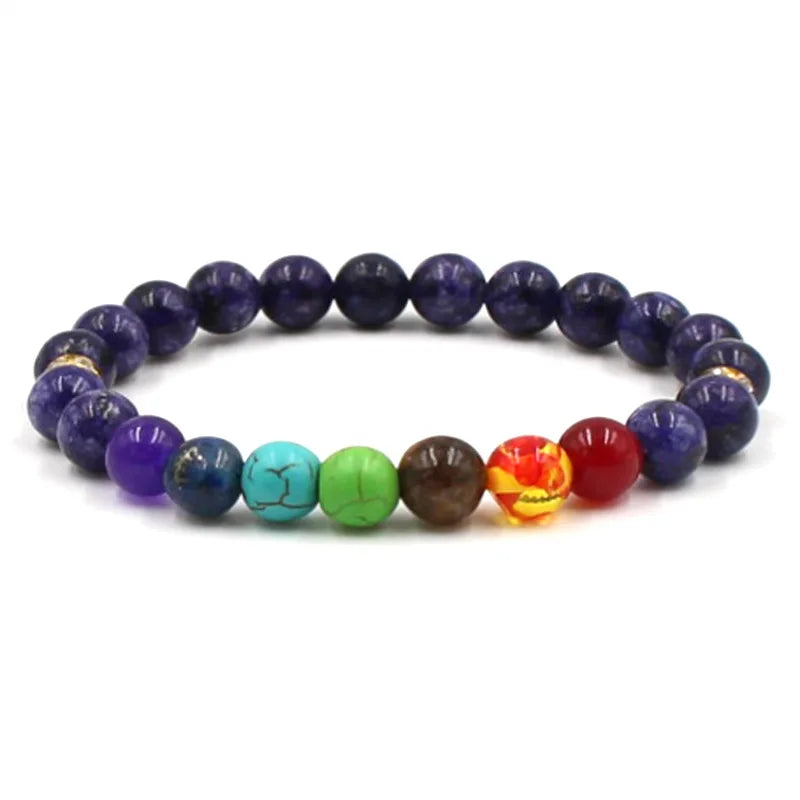 7 Chakra Bracelets Bangles for Women Men Vintage Indian Yoga Chakra Pray Lava Stone Beads Bracelet Healing Jewelry Dropshipping