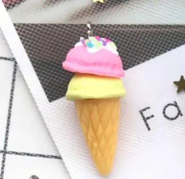10pcs/set Polymer clay Ice cream Flat back resin food necklace charms very cute keychain pendant necklace for DIY decoration